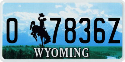 WY license plate 07836Z