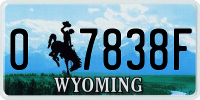 WY license plate 07838F