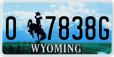 WY license plate 07838G