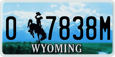 WY license plate 07838M