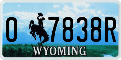 WY license plate 07838R