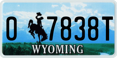 WY license plate 07838T