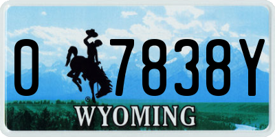 WY license plate 07838Y