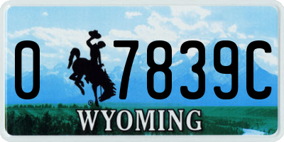 WY license plate 07839C