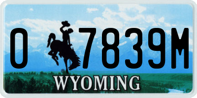 WY license plate 07839M