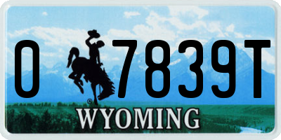WY license plate 07839T