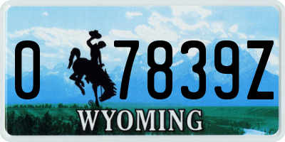 WY license plate 07839Z