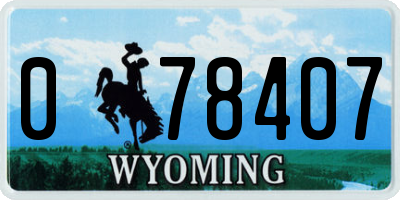 WY license plate 078407