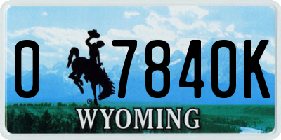 WY license plate 07840K
