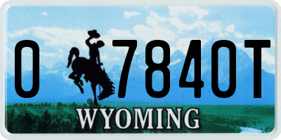 WY license plate 07840T
