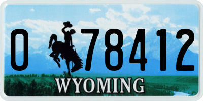 WY license plate 078412