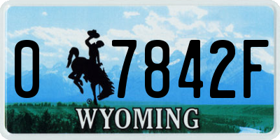 WY license plate 07842F