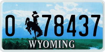 WY license plate 078437