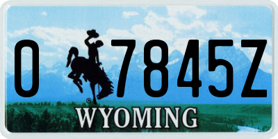 WY license plate 07845Z