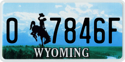 WY license plate 07846F