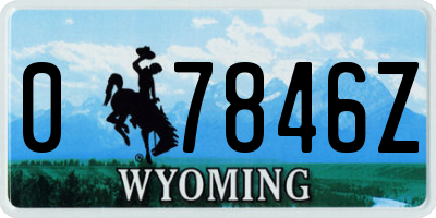 WY license plate 07846Z