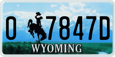 WY license plate 07847D