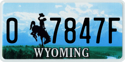 WY license plate 07847F