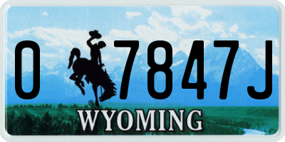 WY license plate 07847J
