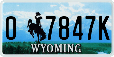 WY license plate 07847K