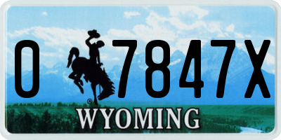 WY license plate 07847X