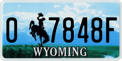 WY license plate 07848F