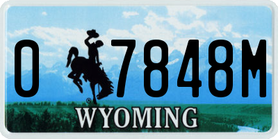 WY license plate 07848M