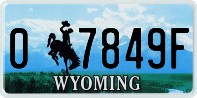 WY license plate 07849F