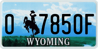 WY license plate 07850F