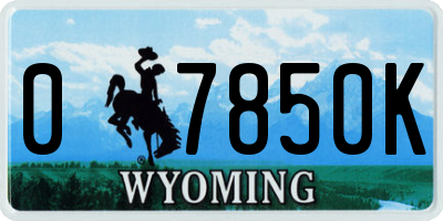 WY license plate 07850K