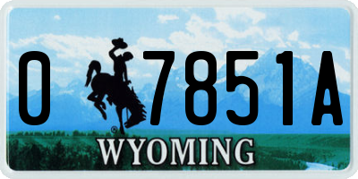 WY license plate 07851A