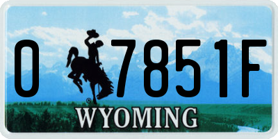 WY license plate 07851F