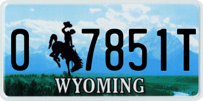 WY license plate 07851T