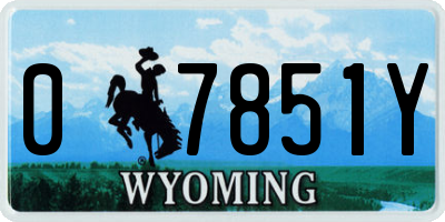 WY license plate 07851Y