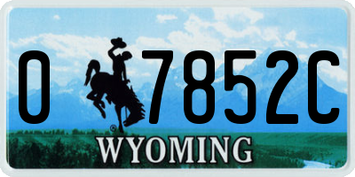 WY license plate 07852C