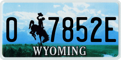 WY license plate 07852E