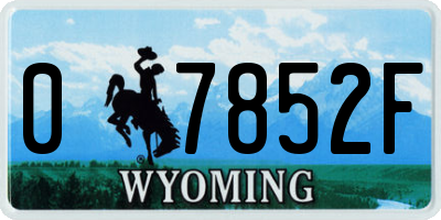 WY license plate 07852F