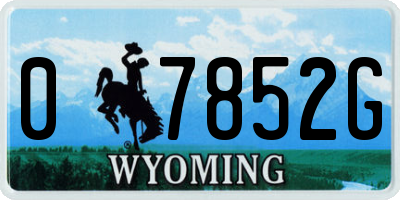 WY license plate 07852G