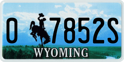 WY license plate 07852S