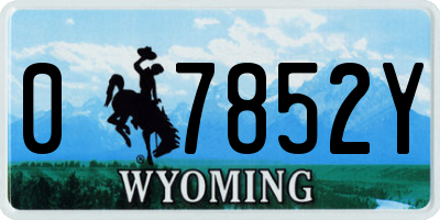 WY license plate 07852Y