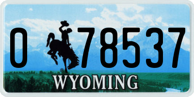 WY license plate 078537