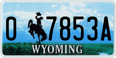 WY license plate 07853A