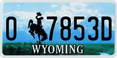 WY license plate 07853D