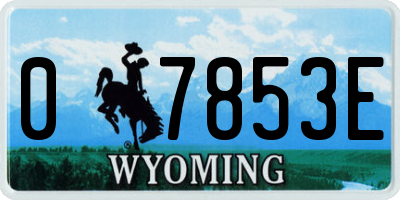 WY license plate 07853E