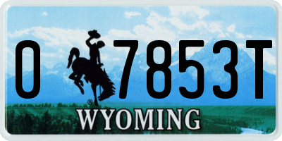 WY license plate 07853T