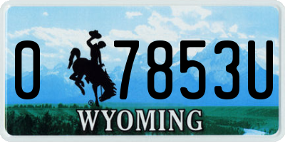 WY license plate 07853U