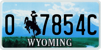 WY license plate 07854C