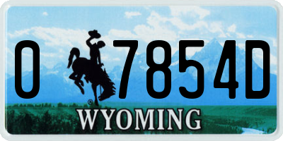 WY license plate 07854D