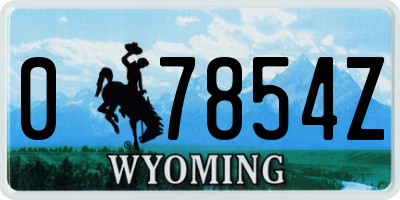 WY license plate 07854Z