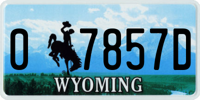 WY license plate 07857D